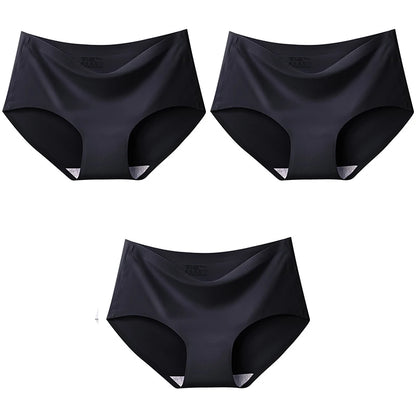 3-Pack XXL Seamless Women's Mid-Waist Breathable Underwear – Ice Silk Panties