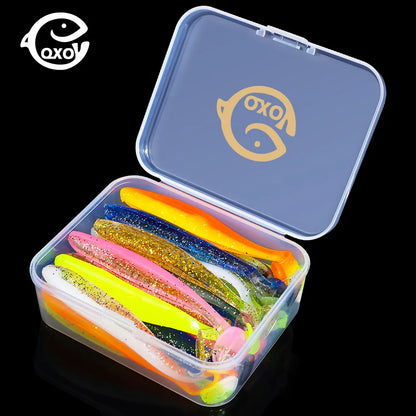 CXW fishing soft worm lure with silicone bait box sea fishing spoon lure 7cm 10cm wobbler set