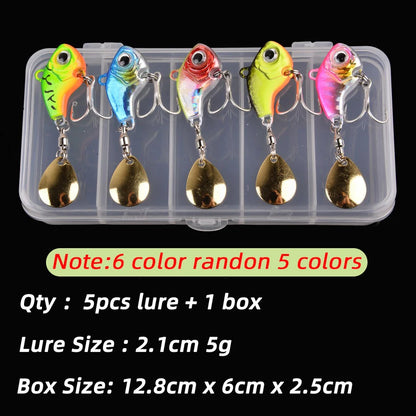 5pcs Metal VIB Spinner Fishing Lures Set 5g-20g – Trout, Spoon, Jig, Winter Baits