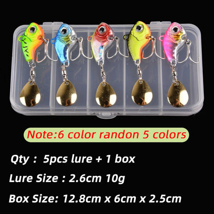 5pcs Metal VIB Spinner Fishing Lures Set 5g-20g – Trout, Spoon, Jig, Winter Baits