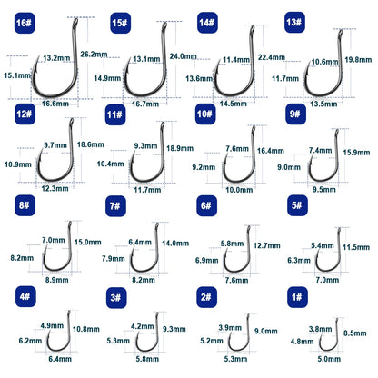 9KM Saltwater Carp Fishing Hooks – 50-200pcs, Strong Circle Hooks with Barbed Needle Point