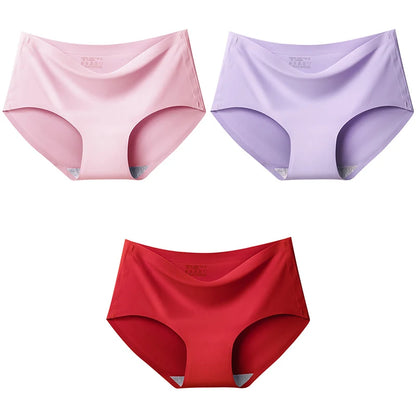 3-Pack XXL Seamless Women's Mid-Waist Breathable Underwear – Ice Silk Panties
