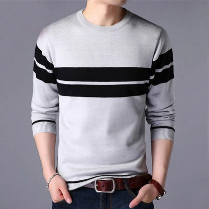 Autumn winter casual loose vintage striped mens long sleeve sweaters for men