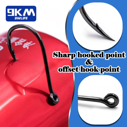 9KM Saltwater Carp Fishing Hooks – 50-200pcs, Strong Circle Hooks with Barbed Needle Point