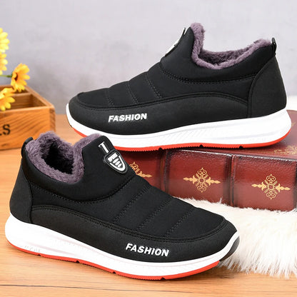 Winter Men Boots Warm Fur Snow Boots Slip on Casuals Sneakers NonSlip Ankle Male Shoes Soft Bottom Couple