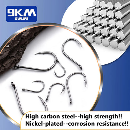 9KM Saltwater Carp Fishing Hooks – 50-200pcs, Strong Circle Hooks with Barbed Needle Point