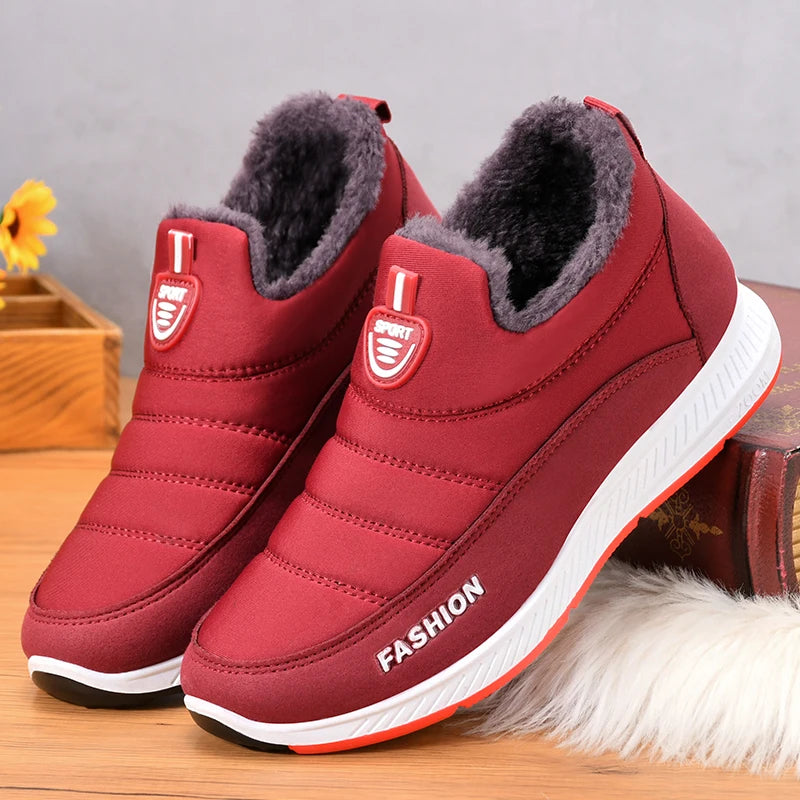 Winter Men Boots Warm Fur Snow Boots Slip on Casuals Sneakers NonSlip Ankle Male Shoes Soft Bottom Couple