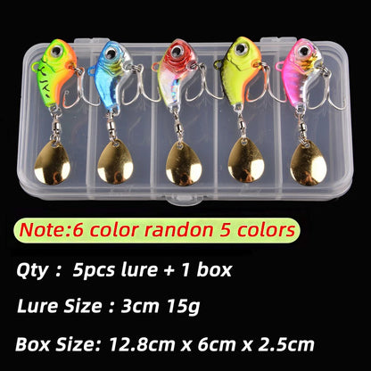 5pcs Metal VIB Spinner Fishing Lures Set 5g-20g – Trout, Spoon, Jig, Winter Baits