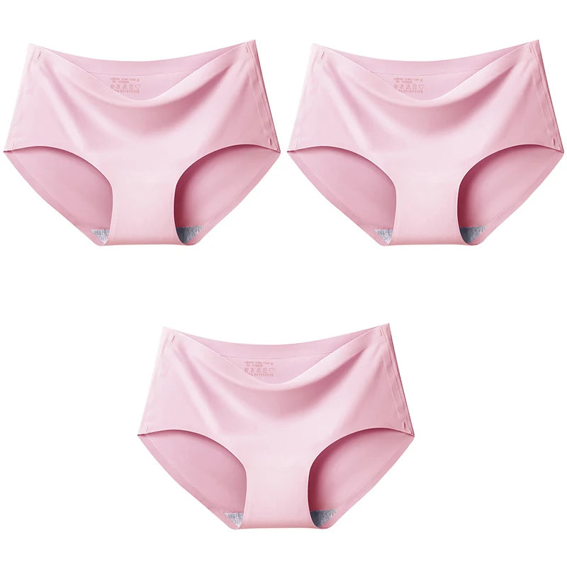 3-Pack XXL Seamless Women's Mid-Waist Breathable Underwear – Ice Silk Panties