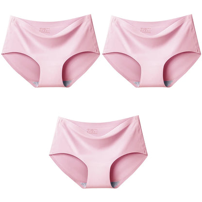 3-Pack XXL Seamless Women's Mid-Waist Breathable Underwear – Ice Silk Panties
