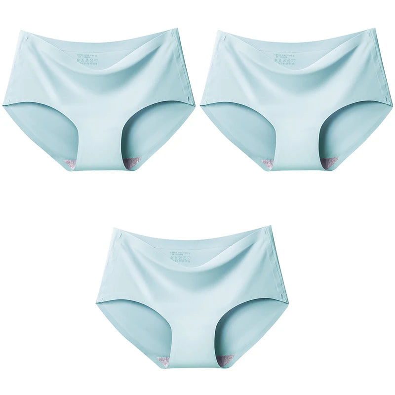 3-Pack XXL Seamless Women's Mid-Waist Breathable Underwear – Ice Silk Panties