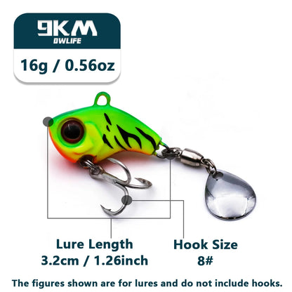 VIB Crankbait Spinner Spoons – 9–16g Sinking Fishing Lures for Bass & Jigs