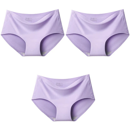 3-Pack XXL Seamless Women's Mid-Waist Breathable Underwear – Ice Silk Panties