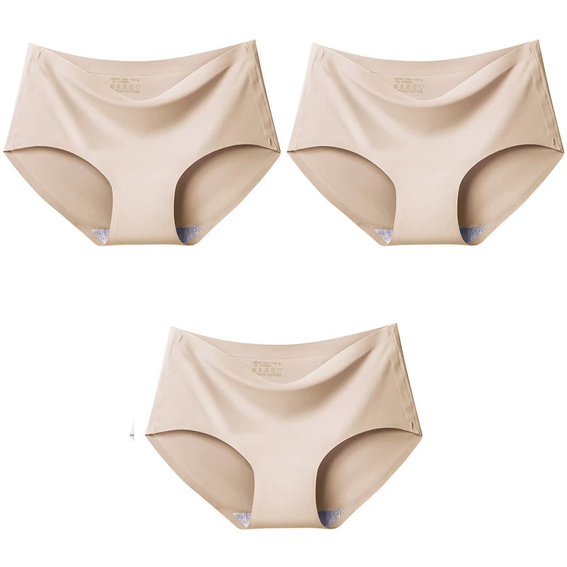 3-Pack XXL Seamless Women's Mid-Waist Breathable Underwear – Ice Silk Panties