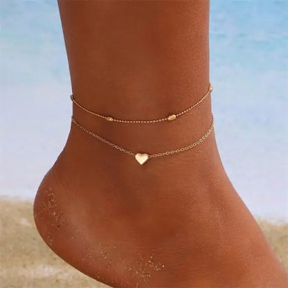 Multilayer Rice Bead Starfish Anklet Set for Women – Beach Summer Jewelry