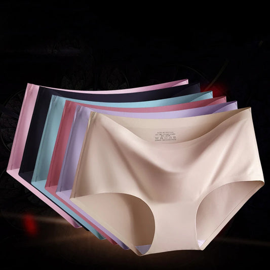 3-Pack XXL Seamless Women's Mid-Waist Breathable Underwear – Ice Silk Panties