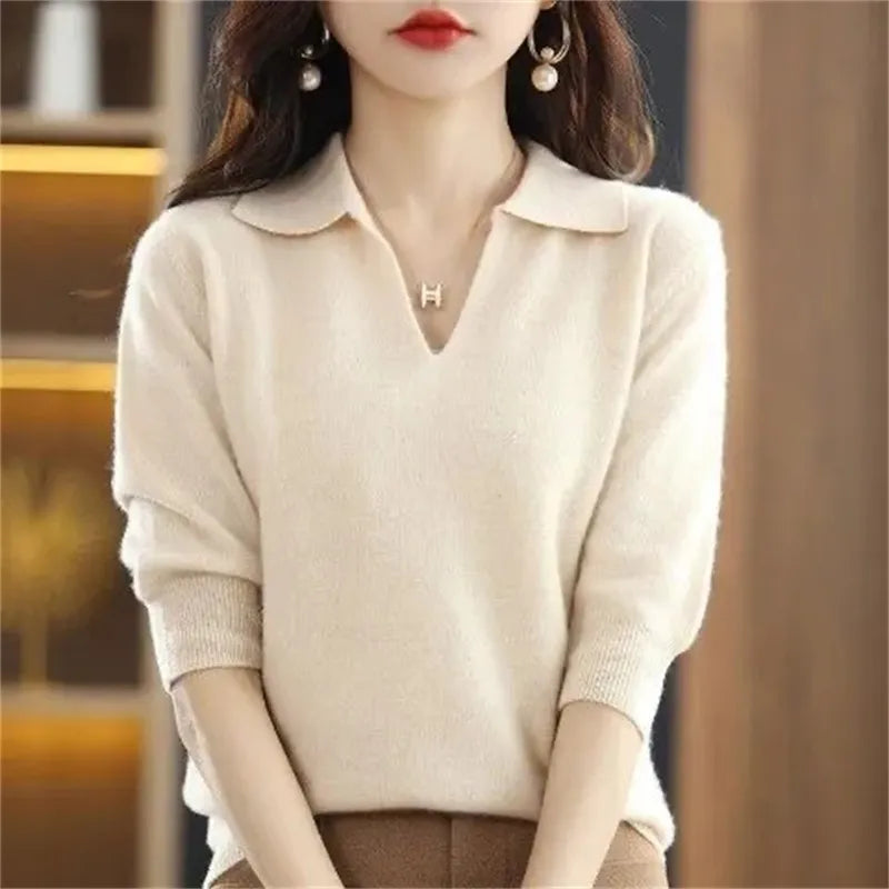 New Women Knitted Sweaters Autumn Winter Warm Clothing Fashion Casual Sweater Long Sleeve Jumper V-Neck Loose Pullovers Top