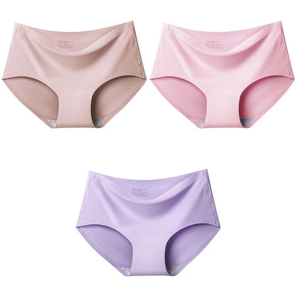 3-Pack XXL Seamless Women's Mid-Waist Breathable Underwear – Ice Silk Panties
