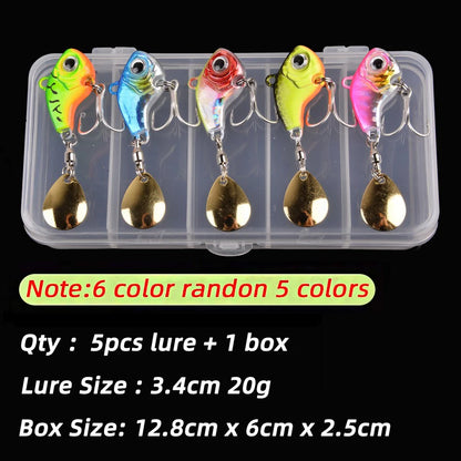 5pcs Metal VIB Spinner Fishing Lures Set 5g-20g – Trout, Spoon, Jig, Winter Baits