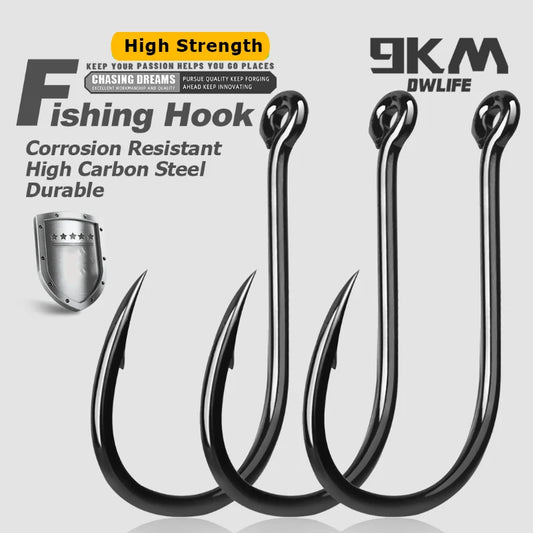 9KM Saltwater Carp Fishing Hooks – 50-200pcs, Strong Circle Hooks with Barbed Needle Point