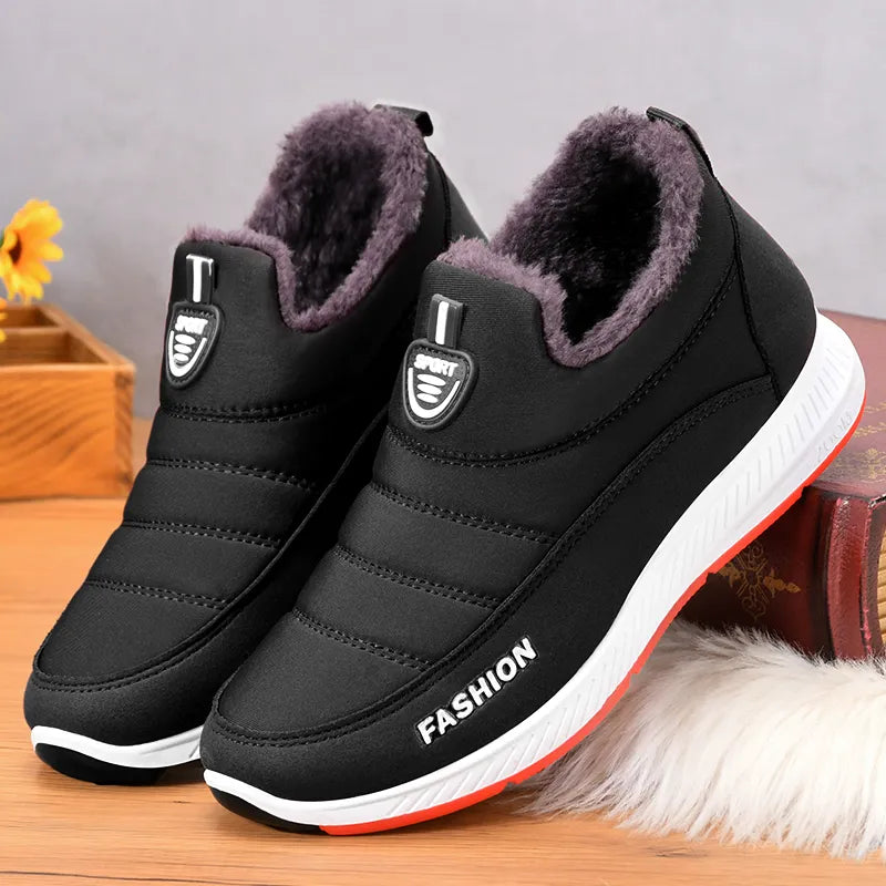 Winter Men Boots Warm Fur Snow Boots Slip on Casuals Sneakers NonSlip Ankle Male Shoes Soft Bottom Couple