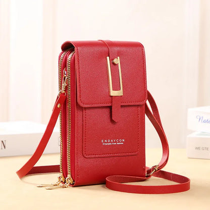 Women soft leather bags and use the phone freely