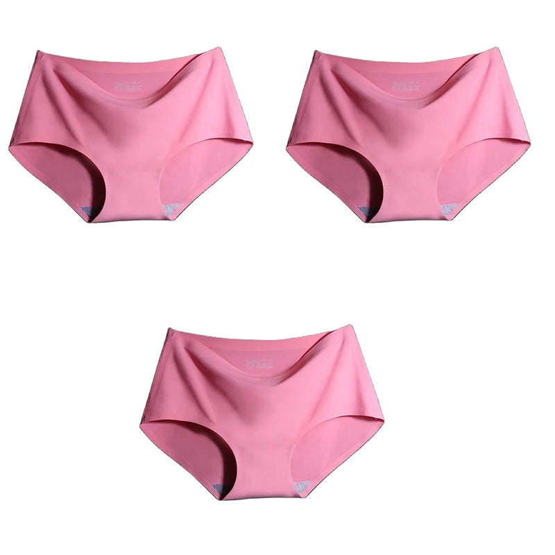 3-Pack XXL Seamless Women's Mid-Waist Breathable Underwear – Ice Silk Panties