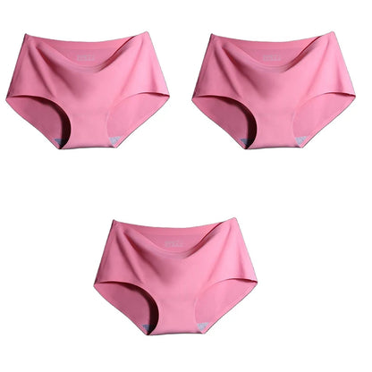 3-Pack XXL Seamless Women's Mid-Waist Breathable Underwear – Ice Silk Panties