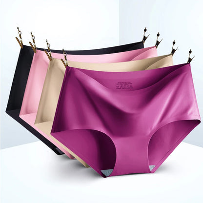 3-Pack XXL Seamless Women's Mid-Waist Breathable Underwear – Ice Silk Panties
