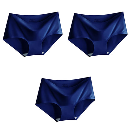 3-Pack XXL Seamless Women's Mid-Waist Breathable Underwear – Ice Silk Panties