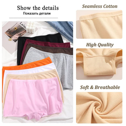 Women's Cotton Seamless Boxer Briefs - Soft Sports Underwear XS-XL