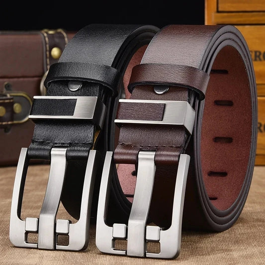 Buckle Jeans Genuine Leather For Men's High Quality