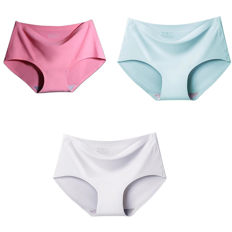 3-Pack XXL Seamless Women's Mid-Waist Breathable Underwear – Ice Silk Panties