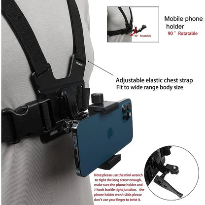 Smartphone Chest Mount Holder Compatible with iPhone and Samsung Phone for Filming or Photos