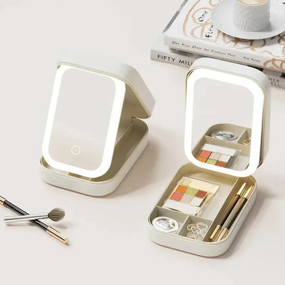 LED Makeup Travel Bag With Mirror Lights Professional - Himalaya Store