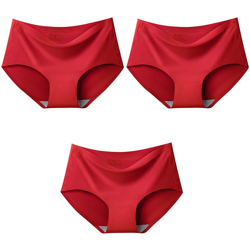 3-Pack XXL Seamless Women's Mid-Waist Breathable Underwear – Ice Silk Panties