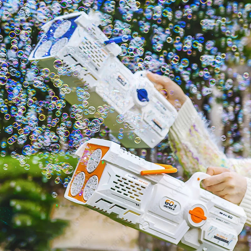 60 Holes Electric Bubble Gun LED Light Automatic Soap Machine for Kids & Parties