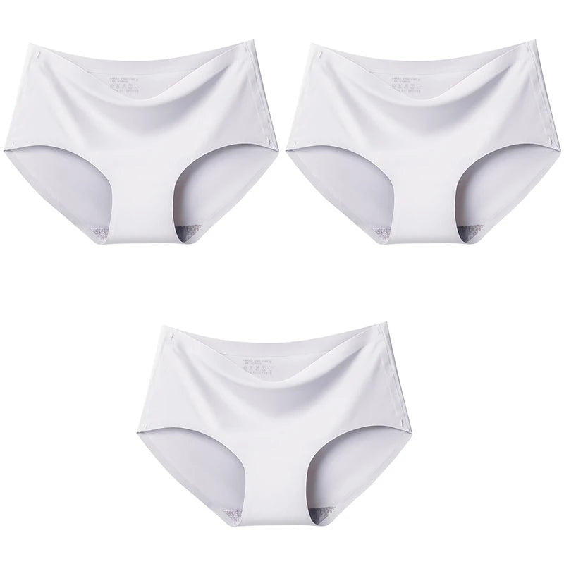 3-Pack XXL Seamless Women's Mid-Waist Breathable Underwear – Ice Silk Panties