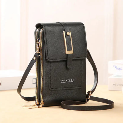 Women soft leather bags and use the phone freely