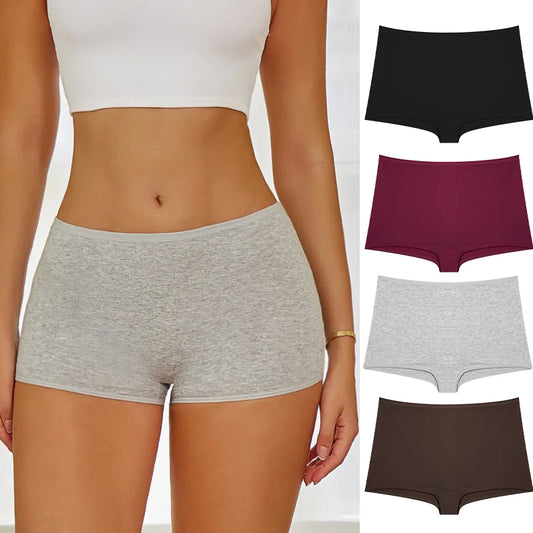 Women's Cotton Seamless Boxer Briefs - Soft Sports Underwear XS-XL