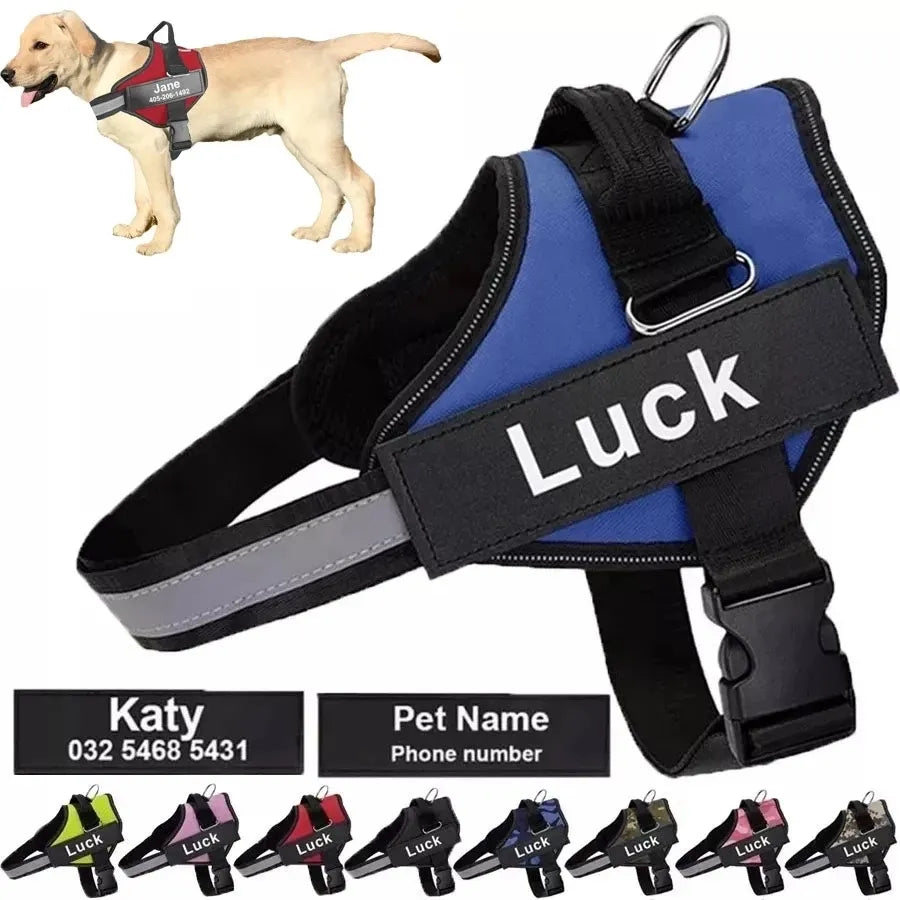 Dog harness jacket ID patch custom reflective breathable adjustable pet harness no pet pulling