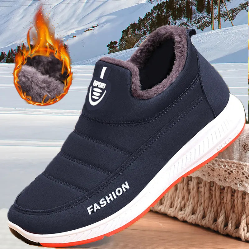 Winter Men Boots Warm Fur Snow Boots Slip on Casuals Sneakers NonSlip Ankle Male Shoes Soft Bottom Couple