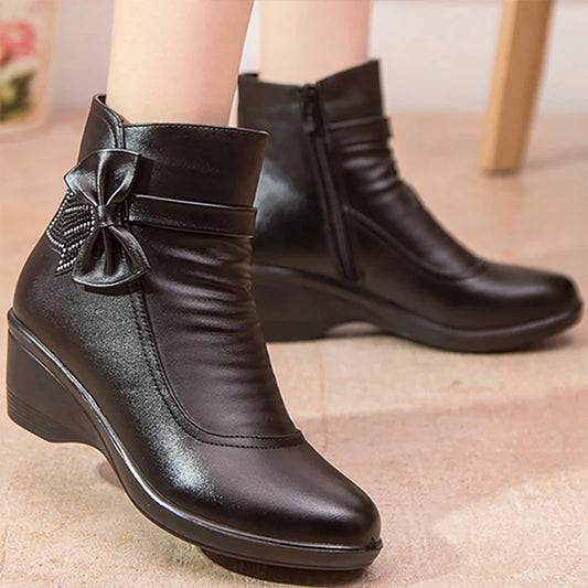 Women’s Winter Waterproof PU Leather Ankle Boots